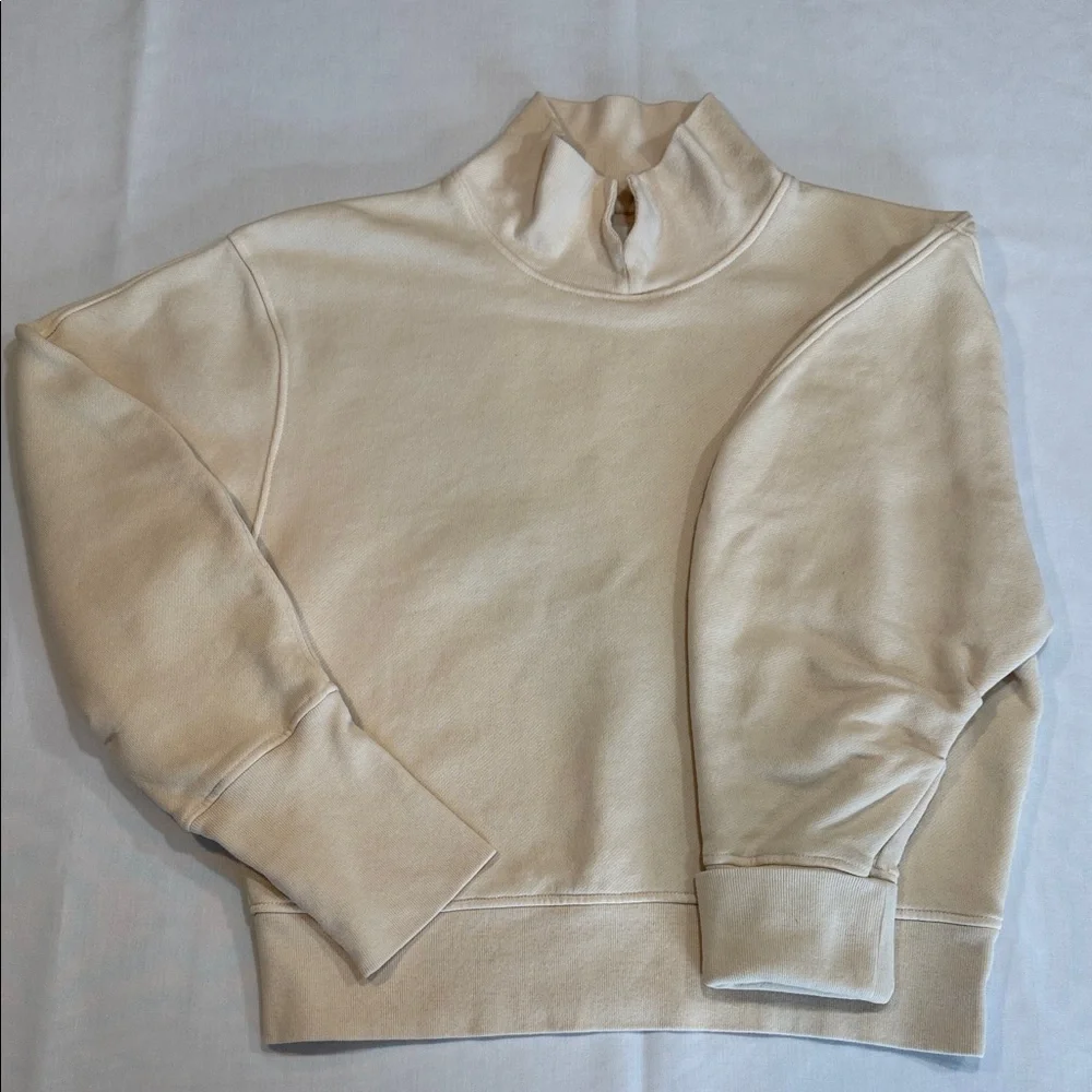 Citizens of Humanity COH Mock Neck Cream Beige Sweatshirt Small USA Made - Picture 2 of 14